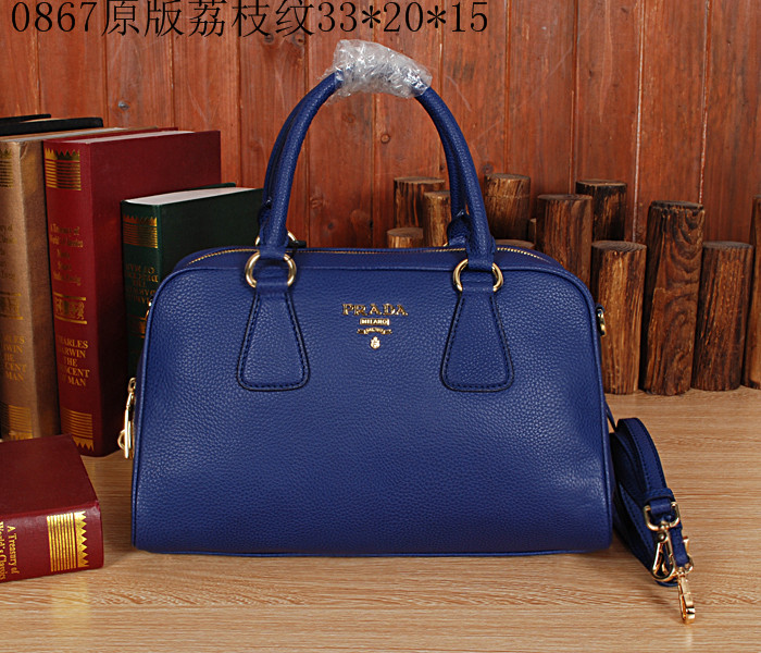 Prada borsetta in pelle blu elettrico 0867